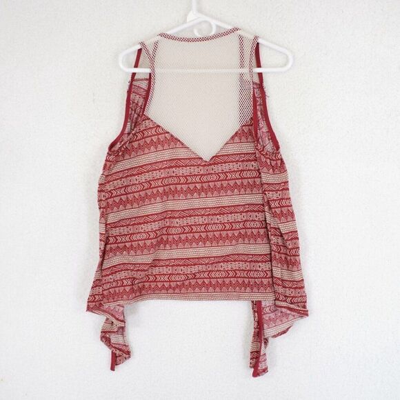 Maurices Open Top Polyester Spanex And Mesh Pink Atzec Large Blouse Bohemian - Picture 3 of 6